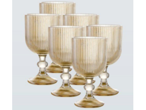 JOGO 6 TACA VIDRO 390ML VERSALHES AMBAR