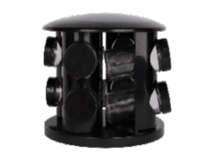 PORTA CONDIMENTO INOX C/08 REDONDO PRETO