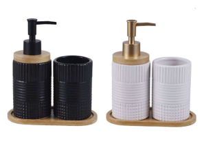 KIT 3 BANHEIRO CERAMICA C/BAND BAMBU REDONDO