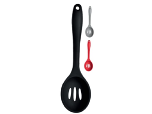 COLHER VAZADA DE SILICONE 31CM PRETA/VERMELHA/CINZA