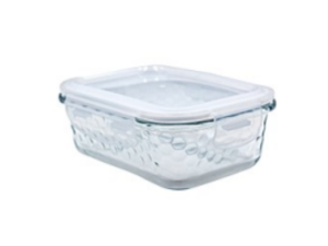 POTE VIDRO HERMETICO RETANGULAR 640ML BRANCO