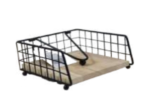 PORTA GUARDANAPO METAL/BAMBU 15X15CM