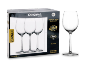 JOGO 6 TACA VIDRO 400ML TITANIO ZURIQUE