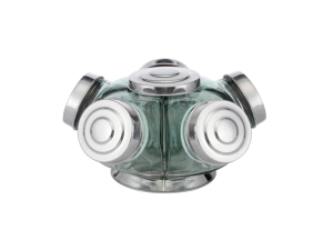 BALEIRO MEDIO VIDRO TAMPA ALUMINIO 05 GOMOS GIRATORIO