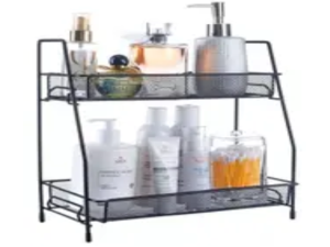 PRATELEIRA FERRO 37X33X14CM 2-ANDAR PRETA