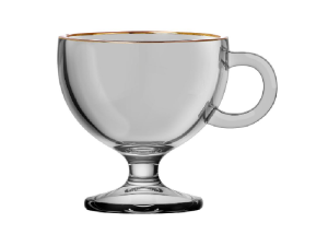 JOGO DE CANECAS COM 6 PEÇAS CINZA BORDA DOURADA