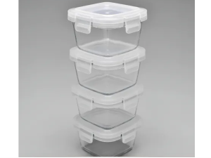 JOGO 4 MINI POTE ACRILICO 5,6X04CM QUADRADO