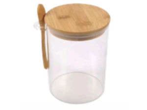 POTE VIDRO 0,38L C/COLHER + TP-BAMBU