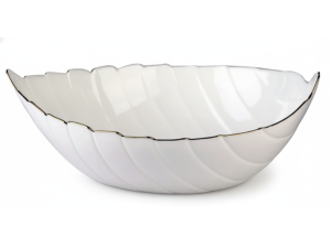 SALADEIRA DE VIDRO 1,7L OPALINO FOLHA GOLD