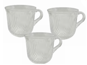 JOGO 3 XICARA VIDRO 170ML FRIZADA