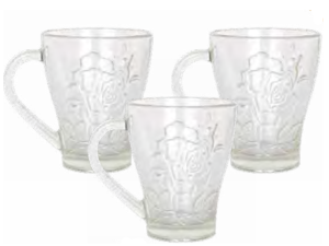 JOGO 3 XICARA VIDRO 265ML 