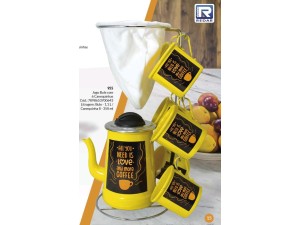 JOGO DE CAFE 7 PEÇAS (1 BULE 1,1L+6 CANECAS 350ML) MARROM